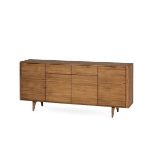 Aparador Etna 4 puertas, 2 cajones de teca maciza 180 x 40 x 78 cm