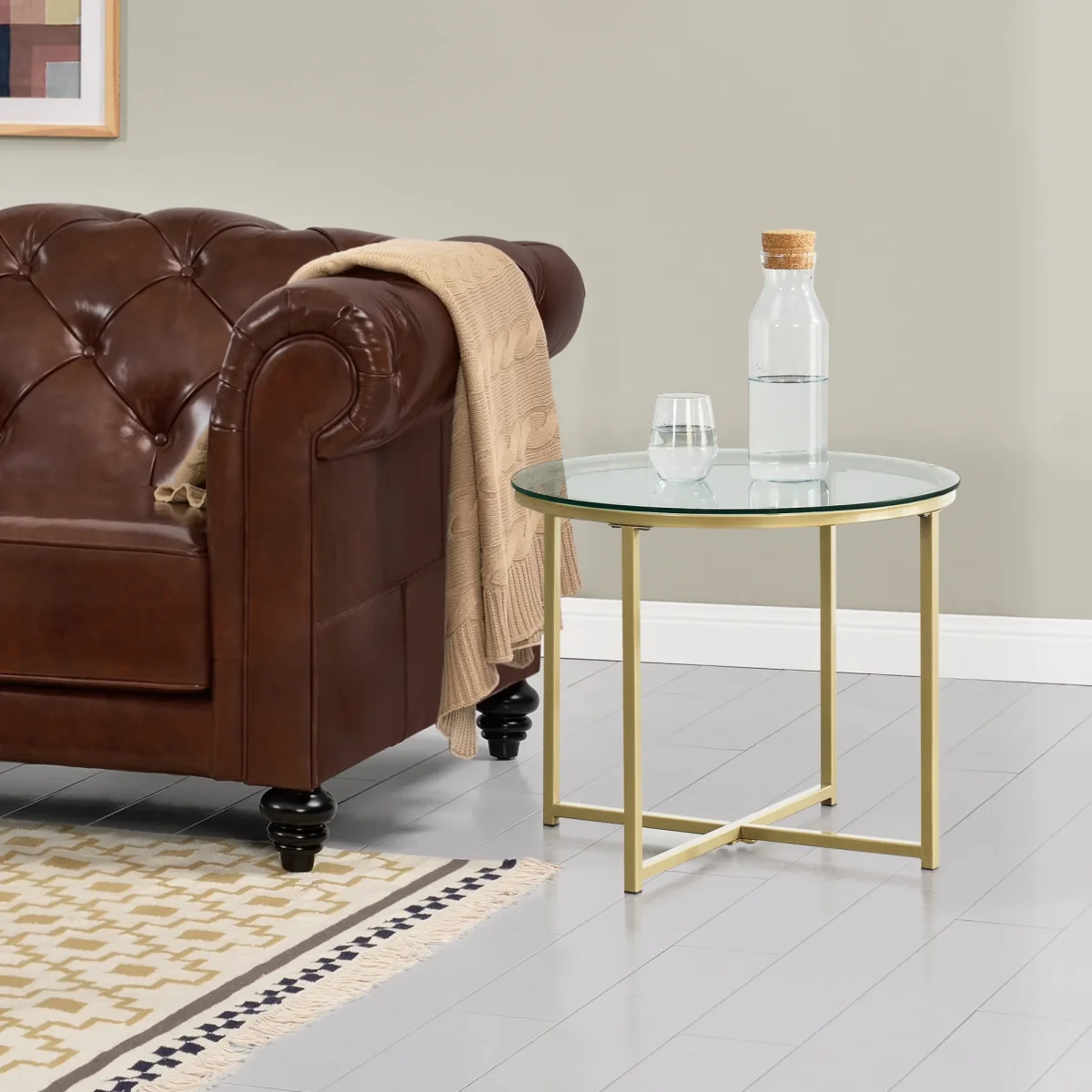 Mesa auxiliar Alavieska estructura de acero 50 x 42 cm Oro en.casa - Imagen 2