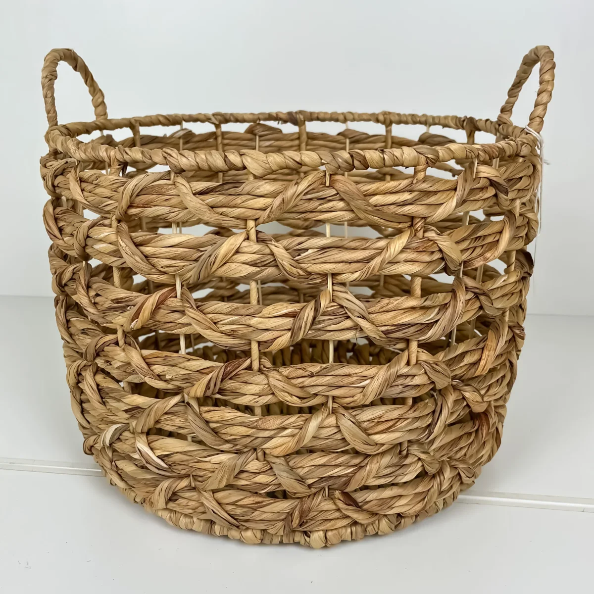 Cesta decorativa redonda de jacinto de agua G - Imagen 3