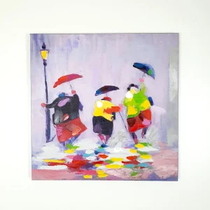 Cuadro óleo lluvia colores 60x60 cm