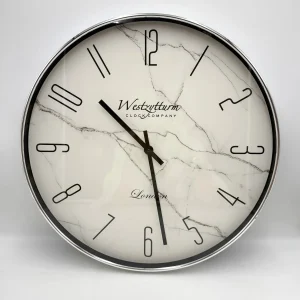 Reloj de pared redondo de metal efecto mármol 50 cm