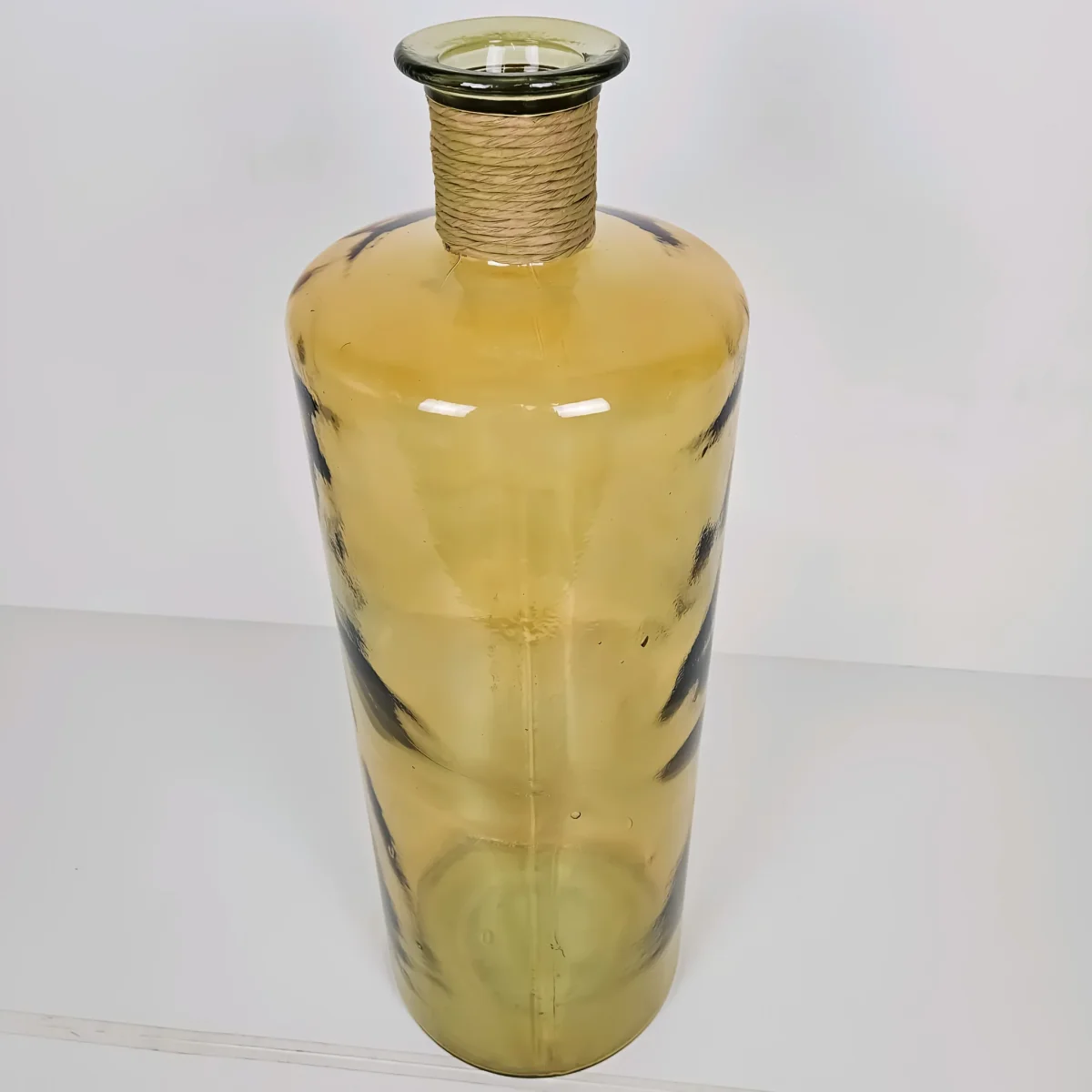 Jarrón amarillo de cristal reciclado y cuerda 25x25x75 - Imagen 8