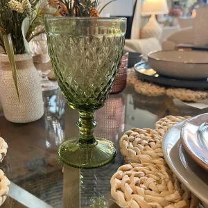 Copa de cristal grabado verde 8,7x8,7x17 325ml