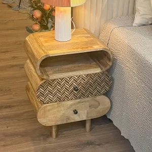Mesita madera de mango natural 45x33x57 cm