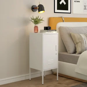 Mesita de noche Hausjärvi 82x35x35 cm acero [en.casa]