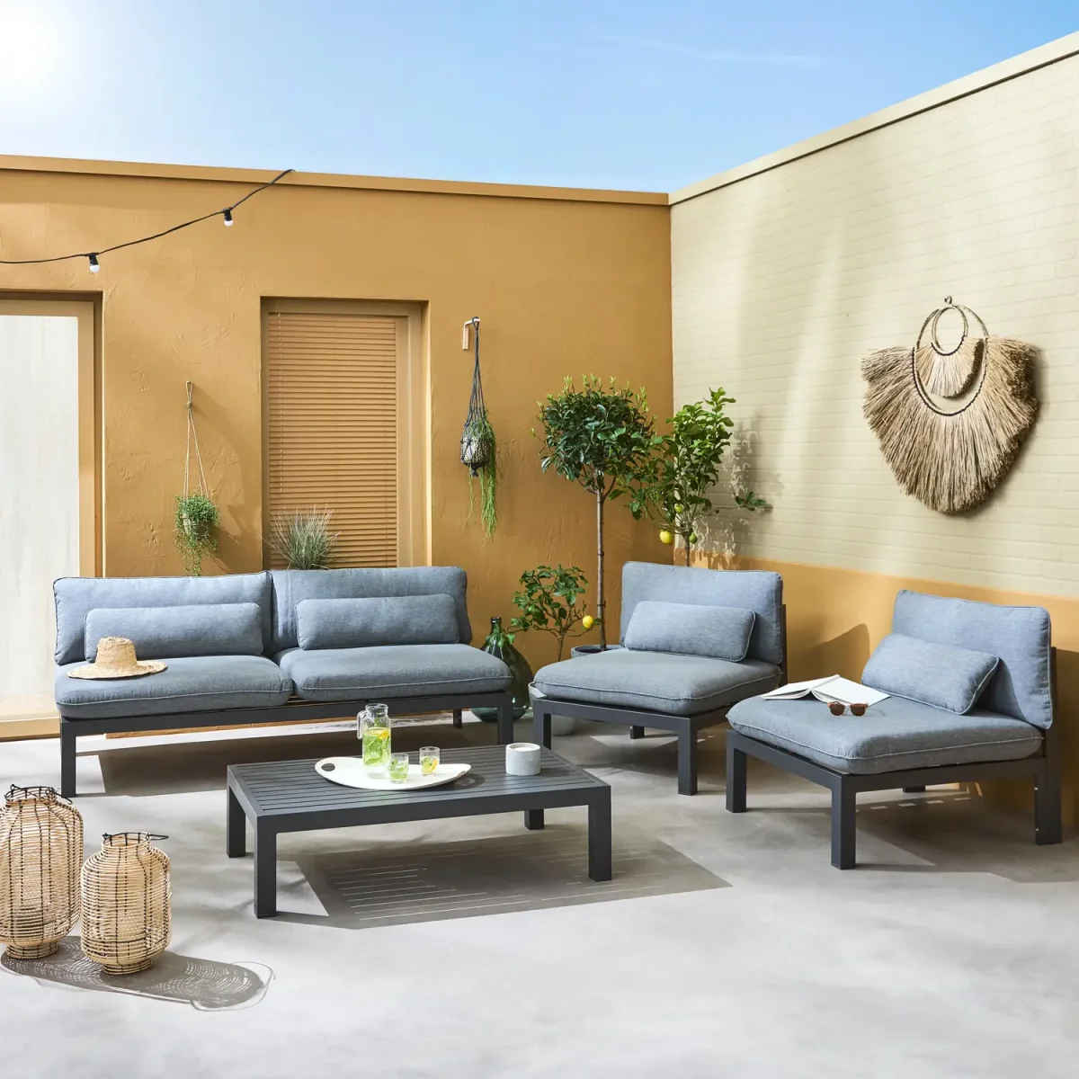 Conjunto de muebles de jardín de aluminio, 4 plazas - Imagen 8