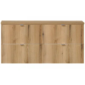 Lavabo doble Skelbolu con 4 cajones en aspecto roble [en.casa]